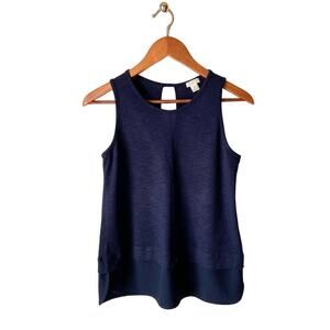 J. Crew Navy Blue Mixed Fabric Tank Top Size XS